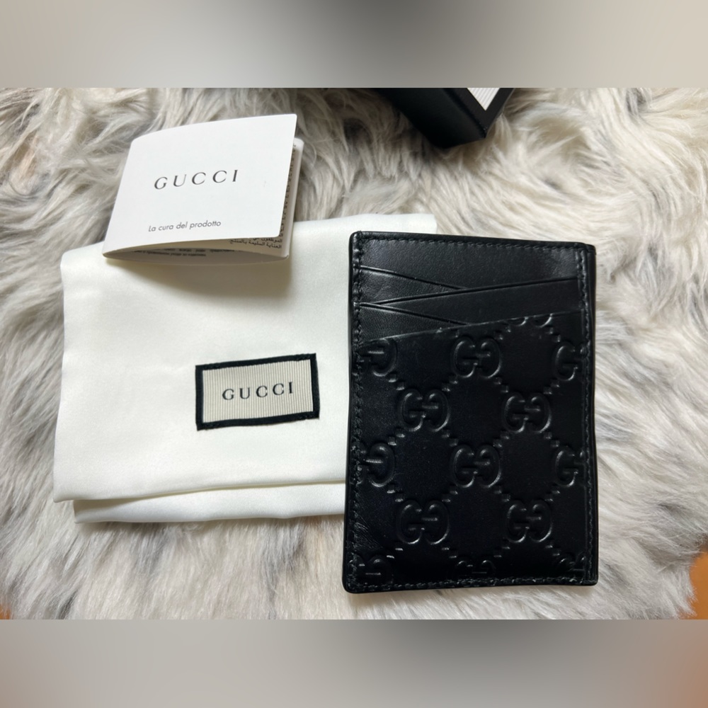 GUCCI Guccissima GG Black Leather Card Case